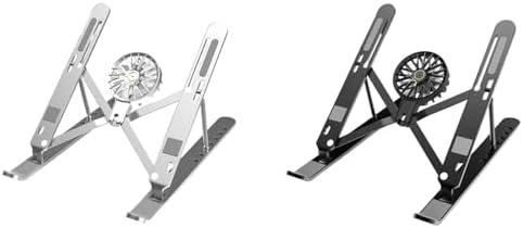 Laptop Stand with Fan, Ventilated Stands, Holder, Aluminum Desk with Fan for, Desk Accessories Accessories for Home Work Travel