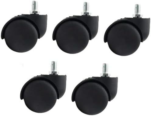 Office Chair Wheels 2 Inch Wheel Caster Replacement 10mm Threaded Dia -5pcs