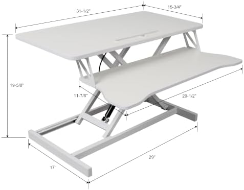 ALEVINE White Adjustable Standing Desk Converter with Keyboard Tray