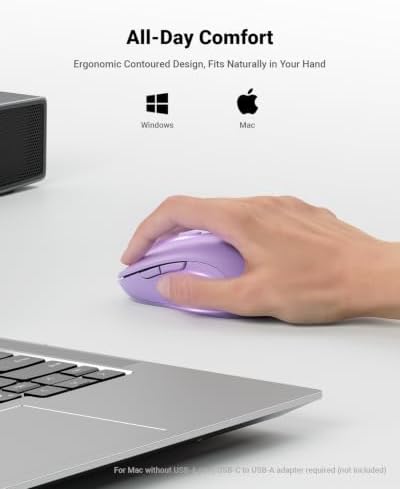 wegear USB Wireless Mouse for Laptop PC Mac, 2.4GHz Cordless Mouse-Purple