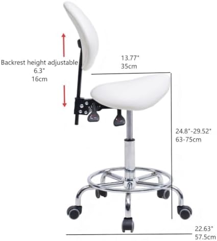 Saddle Stool Chair with Backrest, Adjustable Tilt Rolling Desk Chair