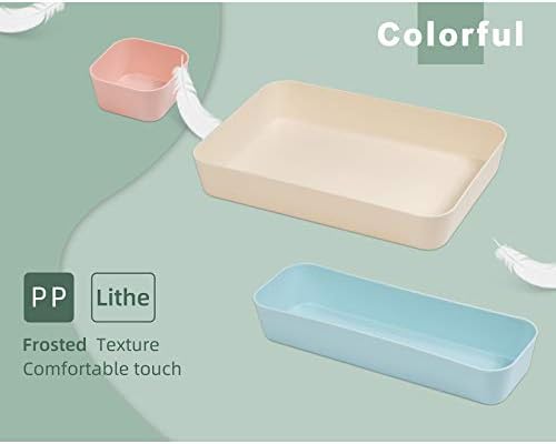 (9 Piece Set Large Size Plastic Desk Drawer Organizers For Makeup Bathroom Office Kitchen Three Colors