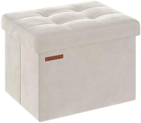 SONGMICS Small Folding Storage Ottoman, 12.2 x 16.1 x 12.2 Inches