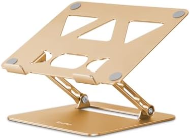 Aoviho Adjustable Laptop Stand for Desk,Portable Laptop Stand Holder and Riser,Foldable Aluminum Notebook Computer Stands for MacBook Air Pro HP Lenovo Dell Samsung Chromebook, 10-15.6 inch, Gold