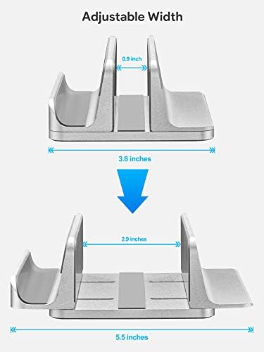 JARLINK 2-in-1 Vertical Laptop Stand, Adjustable Aluminum Desk Dock, Silver (Pack of 2)