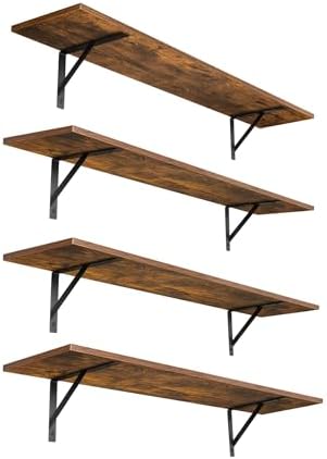 DINZI LVJ Long Wall Shelves, 47.3Inch Wooden Wall Mounted Shelves, Set of 4