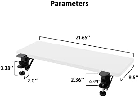 Ergonomics Desk Extender Tray, Suitable for Office. Foldable, Punch-Free Clamp on.Computer Keyborad Tray, Desk Extension Board(21.65"*9.45"(55cm*24cm), White Carbon Fiber)…