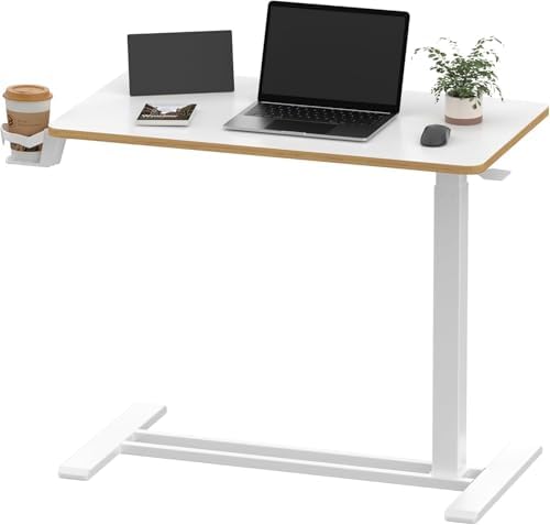 SANODESK 32'' Mobile Standing Desk with Hidden Wheels,Pneumatic Laptop Desk