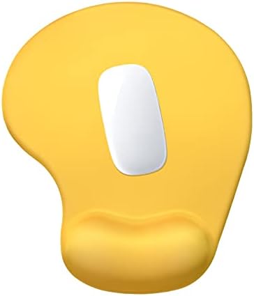 Hsurbtra Ergonomic Mouse Pad with Wrist Rest Support, Gel Mouse Pads with Non-Slip PU Base, Pain Relief Memory Foam Computer Mat, Cute Office Supplies Desk Decro Accessories, Apricot Yellow