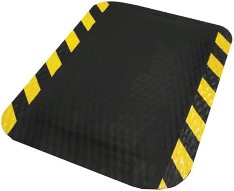 M+A Matting Hog Heaven Industrial-Grade Anti-Fatigue Mat | OSHA Yellow Striped Border | Welding Safe, Slip Resistant, Grease/Oil Proof, Ergonomic 7/8-inch Mat (Black, 2' x 3')
