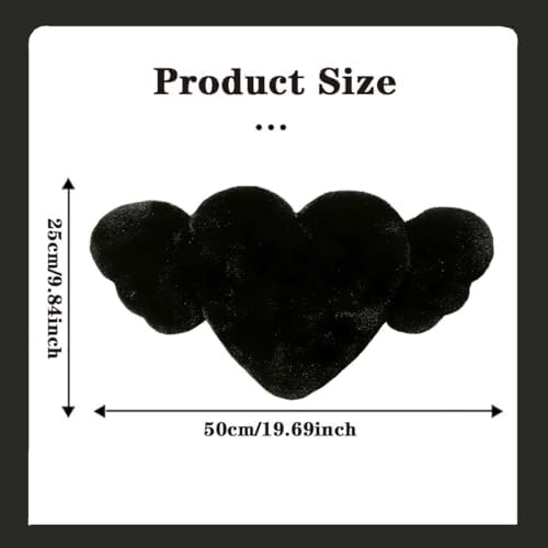 2 Pack Heart Shaped Plush Car Neck Pillows, Soft Car Headrest Cushion for Driving Travel Office Chair, Cute Cars Interior Decor Accessories for Women Girls(Black)
