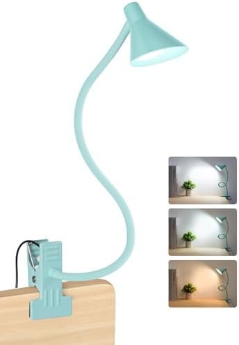 LiFMIRA Reading Light for Bed, Clip-on Desk Lamp 3 Color Modes Teal