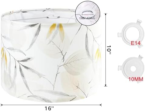 GO&SO Lamp Shades 1Pc,16" D x 10" H,Leaf Floral,Large Drum Lamp Shade