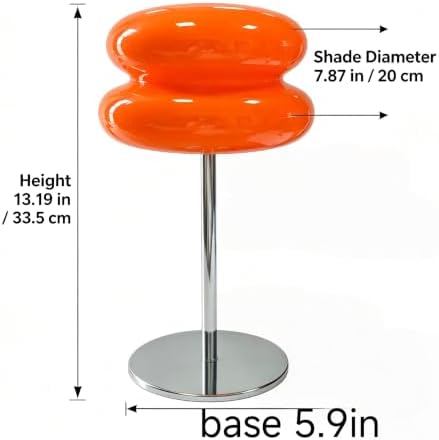 Bedroom Glass Mushroom Lamp, Orange