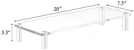 YestBuy 20x7.5 Acrylic Monitor Stand Riser, Clear Computer Stand for Laptop, iMac, Pc, Printer, Desktop Ergonomic,Desk Riser Work from Home Accessories Office Supplies Platform Save Space