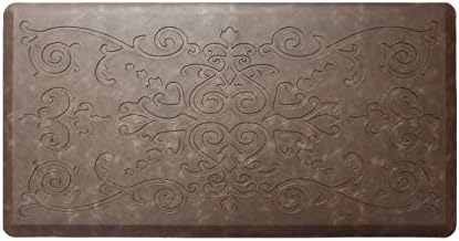 J&V TEXTILES Medallion Embossed Kitchen Mat Cushioned Anti Fatigue Floor Mat, Thick Non Slip Waterproof Kitchen Rugs and Mats,Heavy Duty Foam Standing Mat for Kitchen (Espresso, 17" X 28")