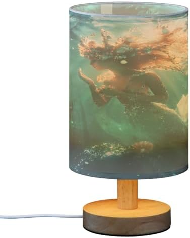 ALAZA Underwater Mermaid Beautiful Decor Bedside Table Lamp with USB Port for Bedroom Nightstand Office Desk LED Bulb Included