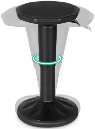 GLACER Wobble Stool, Height Adjustable 16.5-24" Flexible Seating (Black)