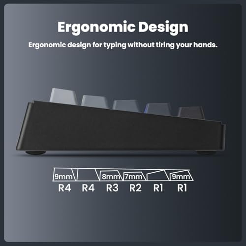ZORNHER ST68 Ergonomic Split Keyboard,65% Wireless Gaming Keyboard with Knob,65% Black Hot-Swappable Mechanical Keyboards for Win/Mac,Silent Switches,RGB Backlit