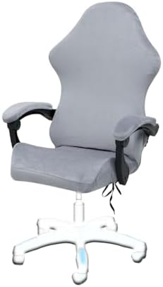 Gaming Chair Cover Set with Armrest Covers, Velvet Stretch Slipcover 1-Piece Form Fit Cover & Chair Armres Covers Included（no Chair） (Grey)