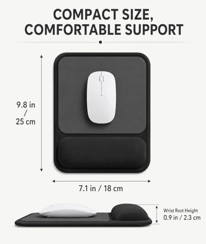 eulps Ergonomic Mouse Pad with Wrist Rest, Gel Mousepad with Soft Wrist Support, Non-Slip PU Base, Smooth Surface Mouse Pad for Wrist Pain Relief, Computer Laptop Office Home & Gaming (Classic Black)