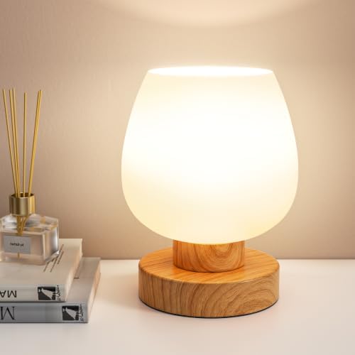 Seealle Small Touch Table Lamp for Nightstand, 3 Way Dimmable Bedside Lamp
