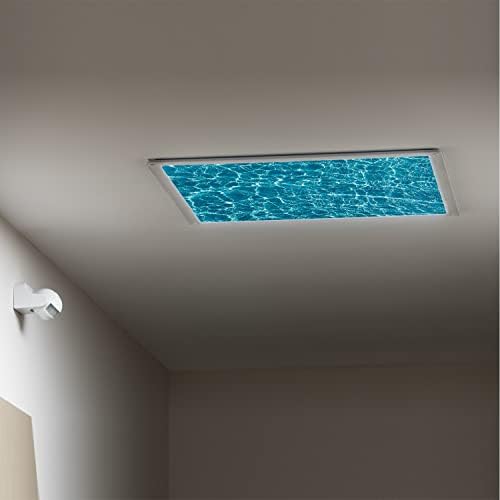 Fluorescent Light Cover Decorative Ceiling Light Filters,Ocean Pattern,for Classroom Office Hospitals Home Ceiling Decorative,2ft x 4ft,Dark Turquoise Baby Blue