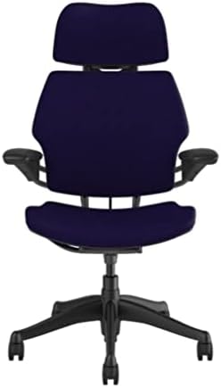 Humanscale Freedom Office Chair with Headrest - Ergonomic Work Chair with Advanced Highly Adjustable Duron Arms and GEL Seat - Wheels for Hard Flooring - Graphite Frame with Deep Violet Corde 4 Fabric
