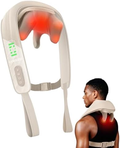 Snailax Cordless Neck & Shoulder Massager with Kneading, Heat, USB-C