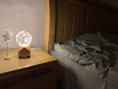 Small Wood Table Lamp Edison Bulb Dimmable Desk Lamp E26 60W Industrial Night Light Boho Deco for Bedroom, Living Room or Office(No Bulb)