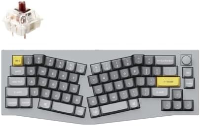 Keychron Q8 Wired Custom Mechanical Keyboard with Knob, 65% Alice Layout QMK/VIA Programmable, Hot-swappable Gateron G Pro Brown Switch, Double Gasket Compatible with Mac Windows Linux (Silver Grey)