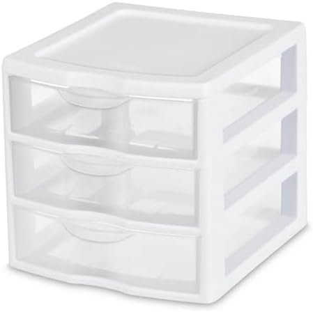 Sterilite Clearview 3-Drawer Cart Small Plastic Storage Organizer, 18-Pack