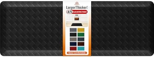4/5 Inch Extra Thick Kitchen Mats for Floor,Non Slip Anti Fatigue Kitchen Rugs,Waterproof Stain Resistant Sink Mat,Cushioned Standing and Comfort Mats for Office (17"x47" Black)