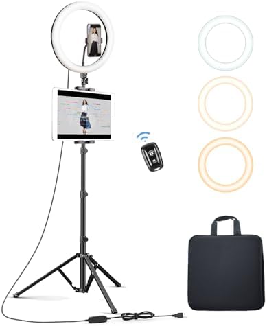 Elitehood 12’’ Ring Light with Tripod Stand (72’’ Tall) & iPad/Phone Holder