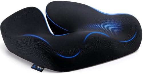 QUTOOL Large Seat Cushion for Office Chair,Pressure Relief & Long Sitting Support,Ergonomic Firm Support Memory Foam with U Cutout, Breathable Chair Cushion for Desk Home Office Work,Non-Slip,Black