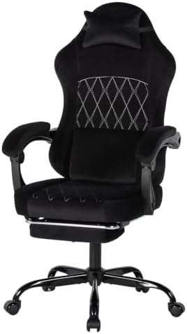 Video Gaming Chair Ergonomic Computer Chairs Gamer Chairs for Adults Massage Lumbar Support Swivel Height Adjustable Headrest Backrest Black