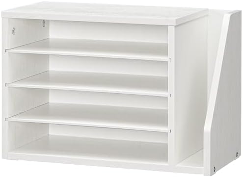 HOOBRO Mail Sorter, Literature Organizer with Adjustable Shelves, Paper Organizer for Office, Home, Wood Countertop File Holders, Mails, Magazines, White WT41WF01
