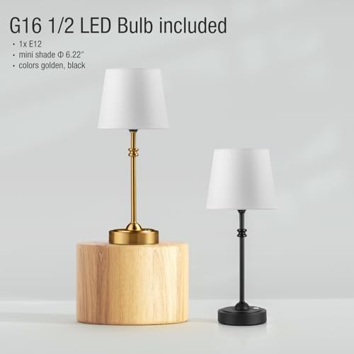 ONEWISH Cordless Table Lamps Set of 2 - Battery Powered Lamp, 4000mAh Rechargeable, Stepless Dimmable, Wireless Lamp with Fabric Shade, Warm Ambient Light for Bedside, Dining, Patio, Bathroom(Black)