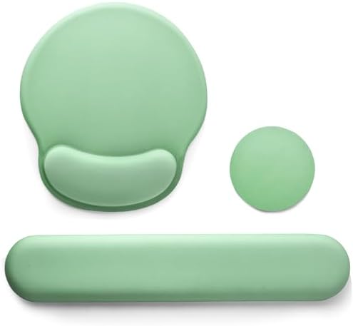 Keyboard Wrist Rest Mouse Pad with Wrist Support, Gaming Mousepad with Non-Slip Base, Ergonomic Mouse Wrist Arm Cushion Support for Home Office Laptop Computer, Easy Typing for Pain Relief, Green