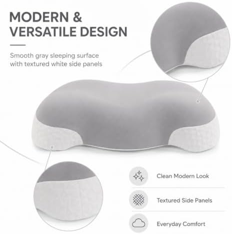 Gray Memory Foam Pillow for Sleeping Neck & Shoulder Support, 23x12 Inch