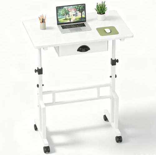 Large Adjustable Height Standing Desk With Wheel, Rolling Sit to Stand Desk
