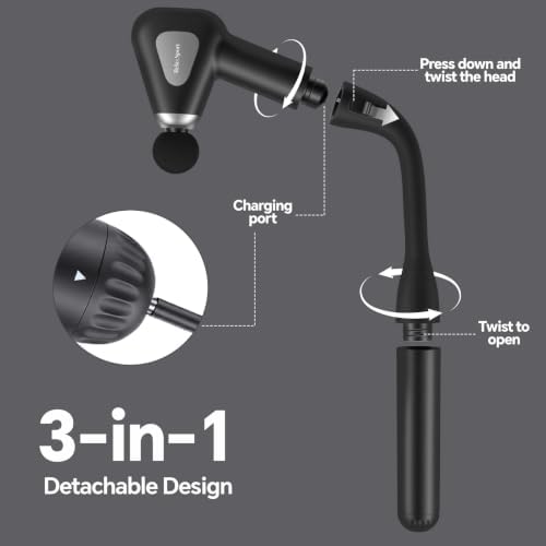 3-in-1 Convertible Massage Gun with Extended Handle,Massage Gun Deep Tissue