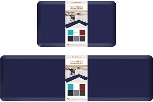 HappyTrends Kitchen Mat,17.3"x28"+17.3"x60" Navy, Cushioned Comfort