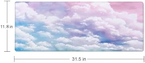 Cute Watercolor Pastel Sky Mouse Pad (31.5 × 11.8 × 0.12 inch) Extended Large Mouse Mat Desk Pad, Stitched Edges Mousepad,Non-Slip Rubber Base,Gaming Mouse Pad XL