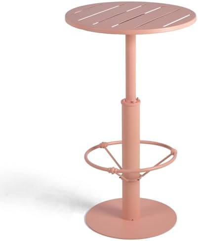 42" Tall Modern Industrial Bar Table-23.6" Dia Round Metal Top Standing Pub Cocktail Bistro Table-Indoor Outdoor Patio-Commercial Grade, Heavy Duty (Peach-Pink)