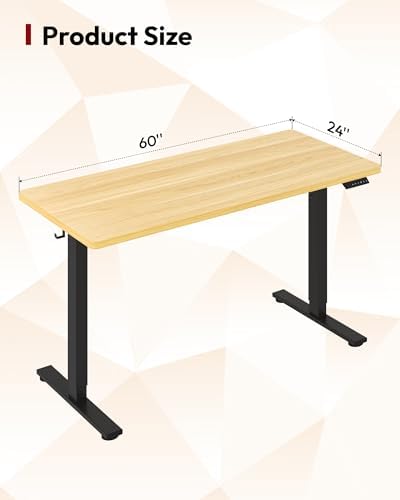 SANODESK One-Piece 1'' Thick Height Adjustable Standing Desk 60''x24''