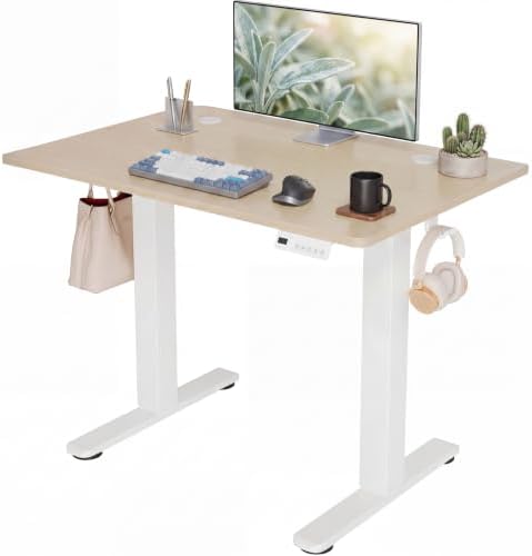 Claiks Electric Small Standing Desk, 35x20 Inch, Nature