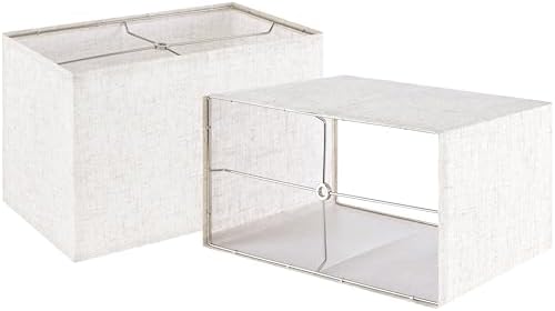 GO&SO Rectangle Lamp Shades Set of 2,W 8"×L 16"×H 10" Large Beige Lampshade