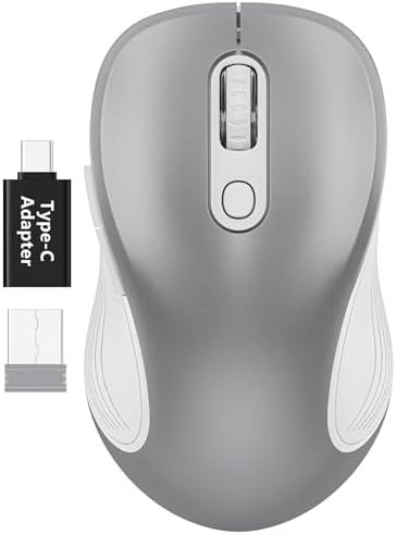 WisFox 2.4GHz Wireless Mouse for Laptop, Ergonomic 6-Button, Silver