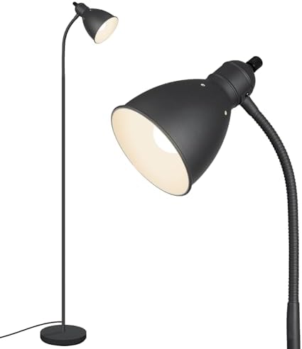 Floor Lamp, Industrial Floor Lamps for Living Rooms & Bedrooms - Rustic Farmhouse Reading Lamp Standing, Adjustable Metal Heads Indoor Task Lighting for Living Room Office Home Décor (All Duck Black)
